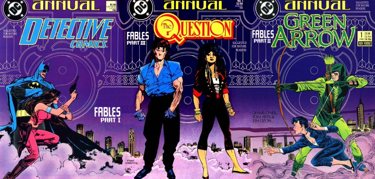 ... which lasted 36 issues and two annuals. The first of these, from 1988, was actually a part of a trilogy called FABLES witih the Detective Comics and Green Arrow annuals that had Shiva take center stage and also introduced the post-Crisis version of the O-Sensei.