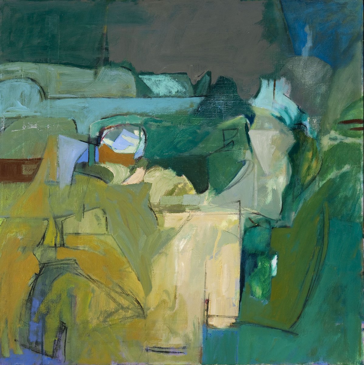 WoodmereArt's tweet photo. Doris Staffel uses vertical lines to suggest forms that meld into mysterious spaces, and muted yellows, ochre, vibrant blues, and saturated greens to create transitions within them.
To see “Untitled” and the rest of the #Group55 shows, click here: https://t.co/EKeKzYbmTg https://t.co/xhB6LkQj4z