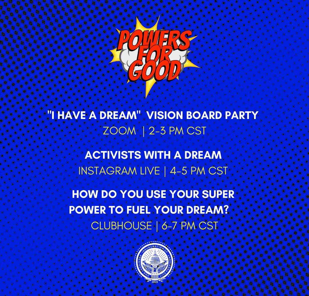 eviethecool's tweet photo. this upcoming monday celebrate MLK JR DAY with @POWERSFOR_GOOD 🤗 more details coming soon. ✨

love to the presidential inauguration committee for their support. ♥️ https://t.co/aPvgJFKECv