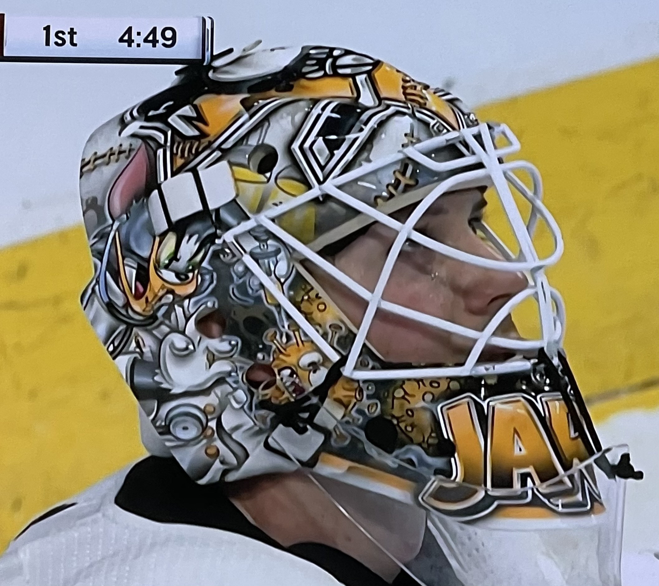Greg Wyshynski on X: Yes, that is the coronavirus on the goalie mask of  @penguins keeper Tristan Jarry. @PensInsideScoop had the story:    / X