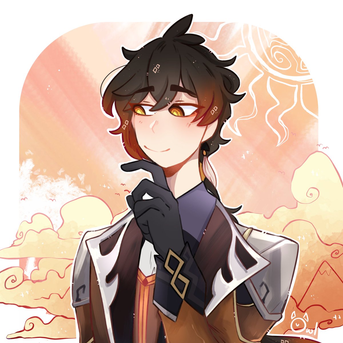 OwlTails's tweet image. I did I think :O 
Purely self indulgent, I just wanted to make icons for me and my gf on discord.

#GenshinImpact #venti #Zhongli