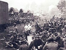 6/ The Battle of Blair Mountain was the scene of the bloodiest insurrection in history. 15,000 armed miners (WWI vets) confronted the coal tycoons preventing them from unionizing. They exchange 1 million rounds with police killing over 100 before the insurrection ended.