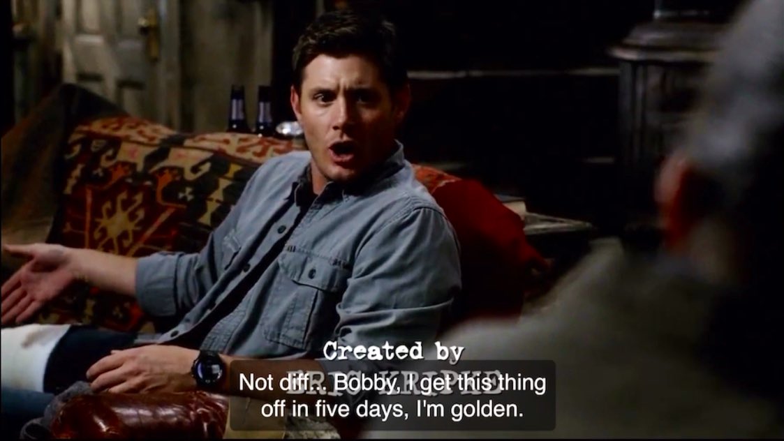 dean taking his cast off days earlier and by himself just to go after sam - who btw wrote a note saying he’d be back in a few days 