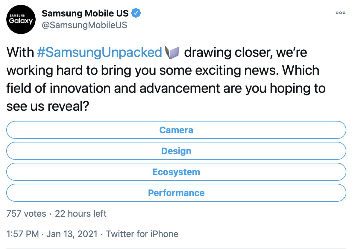 Oops! Samsung just used an iPhone to promote tomorrow's Unpacked event for the upcoming Galaxy S21.