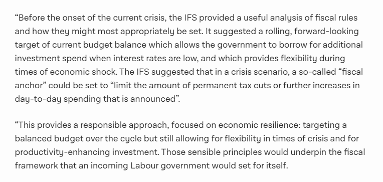 ....Suspect political optics ("new management" for Labour) rather than economics are the reason for that.Also couldn't help noticing that reference to "rolling, forward-looking current budget balance" is essentially the same as Osborne's original 2010 mandate (right)...