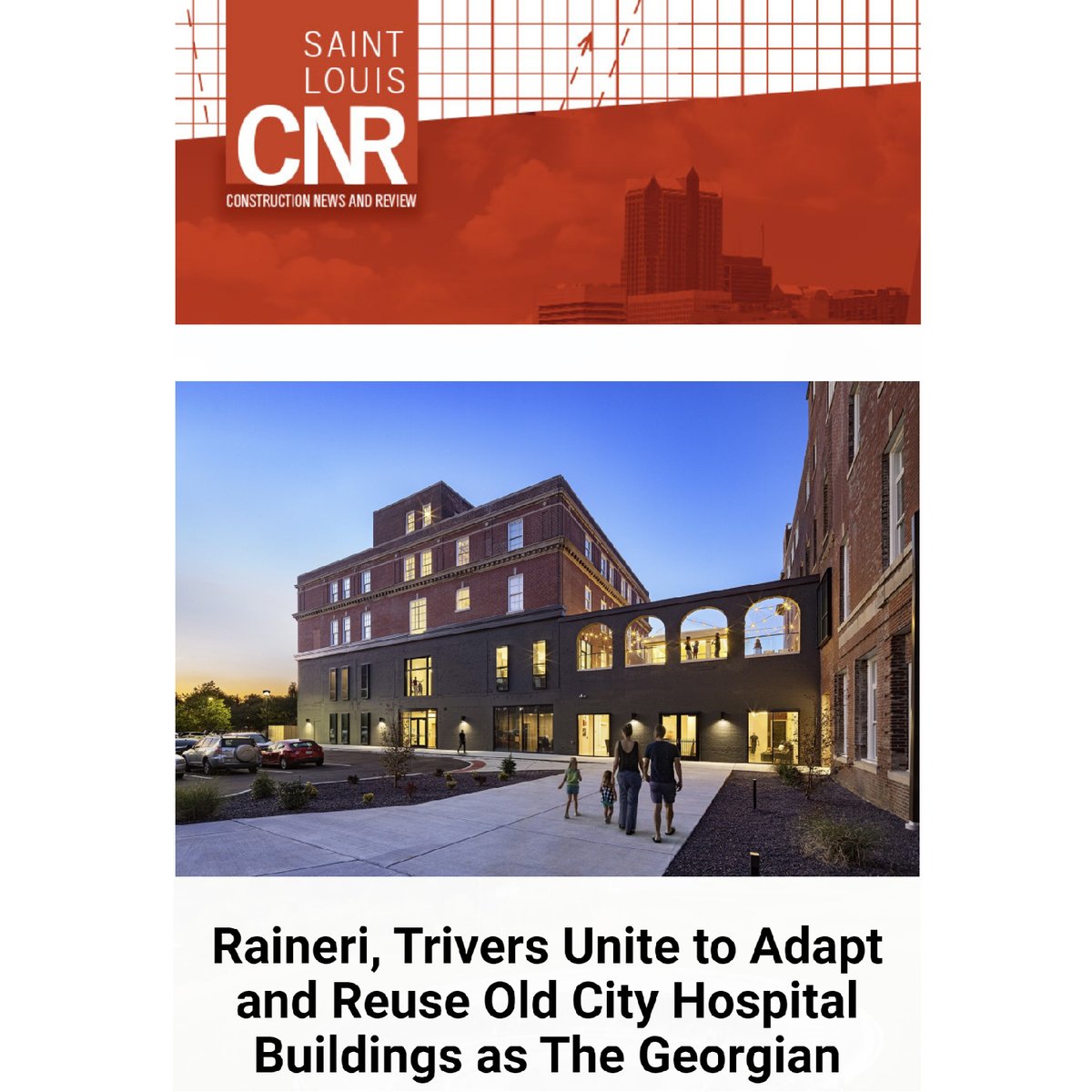 Trivers_Arch's tweet photo. The Georgian was recently featured in St. Louis CNR for its adaptive reuse of four buildings which were originally part of the old City Hospital complex near the Lafayette Square neighborhood. The design reimagined the 100-year old buildings into 74 unique units. https://t.co/lcR6CNFr0c