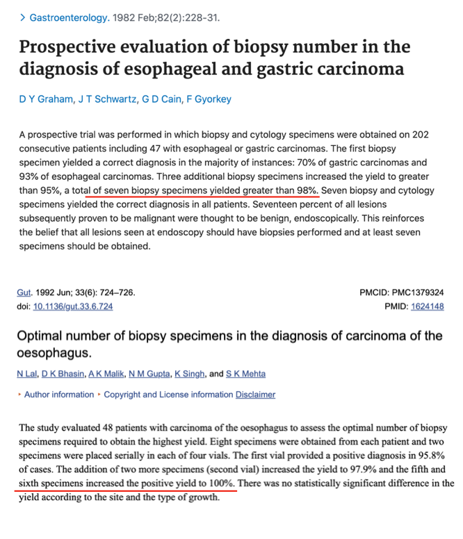In relation to number: al least 6 biopsies