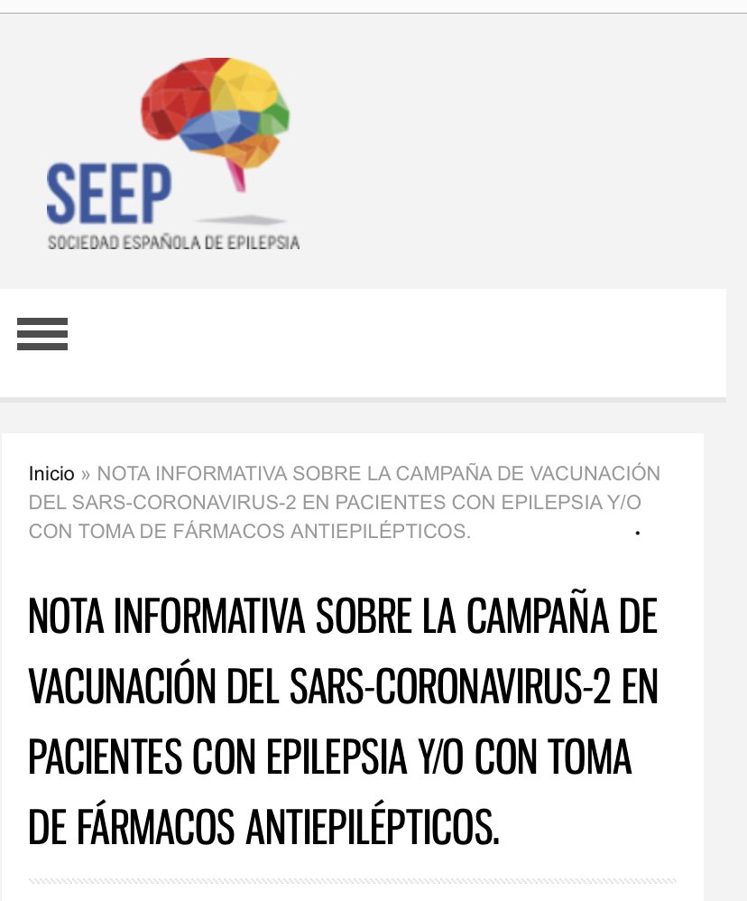 Epilepsibcn's tweet photo. Epilepsia y vacunas Covid-19: ni la epilepsia ni los fármacos antiepilépticos contraindican la vacunación. Ver nota de la Sociedad Española de Epilepsia https://t.co/rHVUz6rXz2 https://t.co/QPgiNVGDov