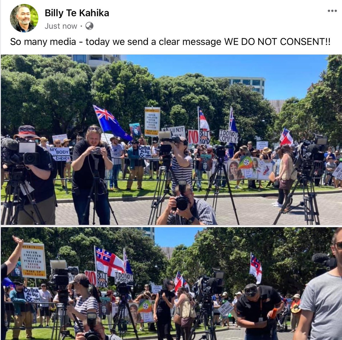 Billy is getting real excited about the media attention, more “fake news media” means more advertising for koha. Isnt’ it great he has the freedom to hold another ‘protest’ because the last one wasn’t very profitable for him. #BillyTakeTheKoha  #FreedumbRally  #NZmagats
