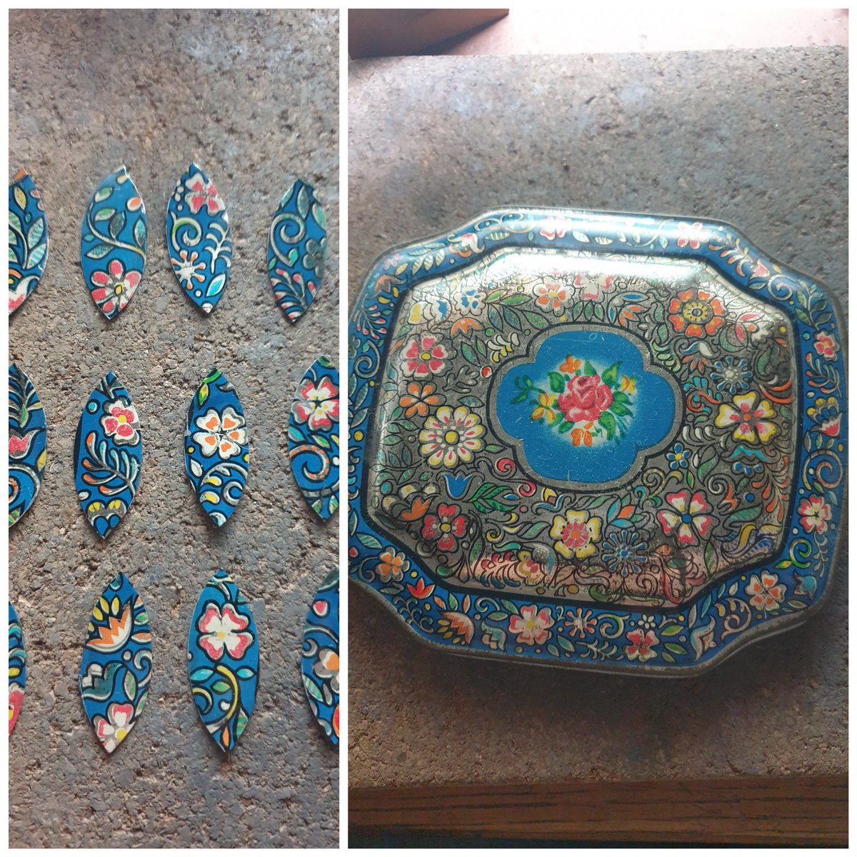 scattybun's tweet photo. Waste not, want not... even the narrow strip round the edge of this fabulous George W Horner sweetie tin is useable, I'll tweet them when they're finished! #recycledtin #tinfortheten #tinjewellery https://t.co/0bB71Fhd51