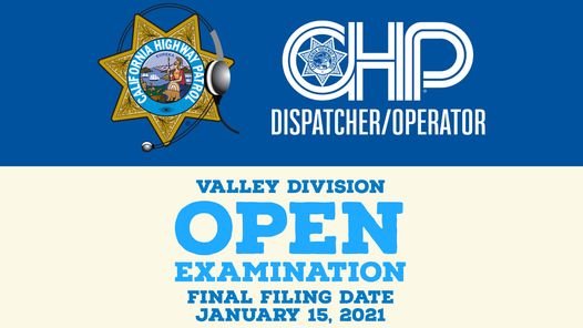 Interested in becoming a CHP dispatcher? There are only 2 days left to apply for the 2021 examination.  Go to CHPCAREERS.com for more info!