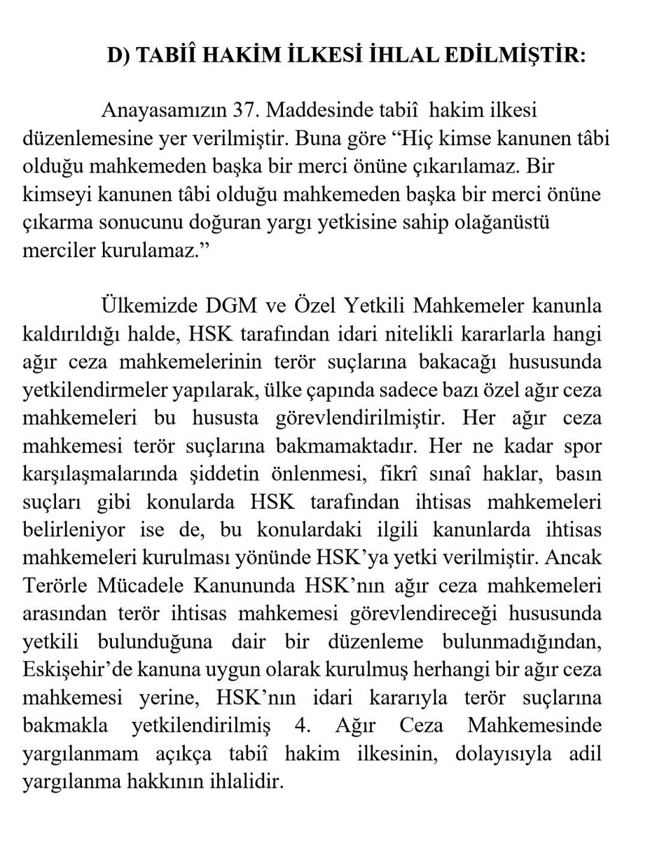 hukukmasasi's tweet photo. TABİÎ HÂKİM ilkesinin yetkilendirme yapılan ağır ceza mahkemelerinde nasıl ihlâl edildiğine dâir hazırladığımız dilekçeden ilgili bölüm:
#hakim #mahkeme #dava #savunma #agirceza #tabiihakim #yargilama #dilekce #adalet https://t.co/jN2Gh0d60i
