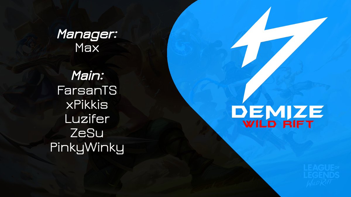 Team__Demize's tweet image. The hopefully final Wild Rift EU roster. Looking forward to the future #WildRift #Demize #Esport