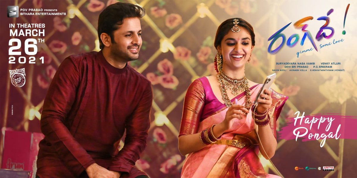 Strikers__'s tweet photo. Team #Rangde wishes you all a very #HappySankranti! 

@actor_nithiin @KeerthyOfficial @dirvenky_atluri @ThisIsDSP @SitharaEnts 
#Strikers https://t.co/KpDDvkELXL
