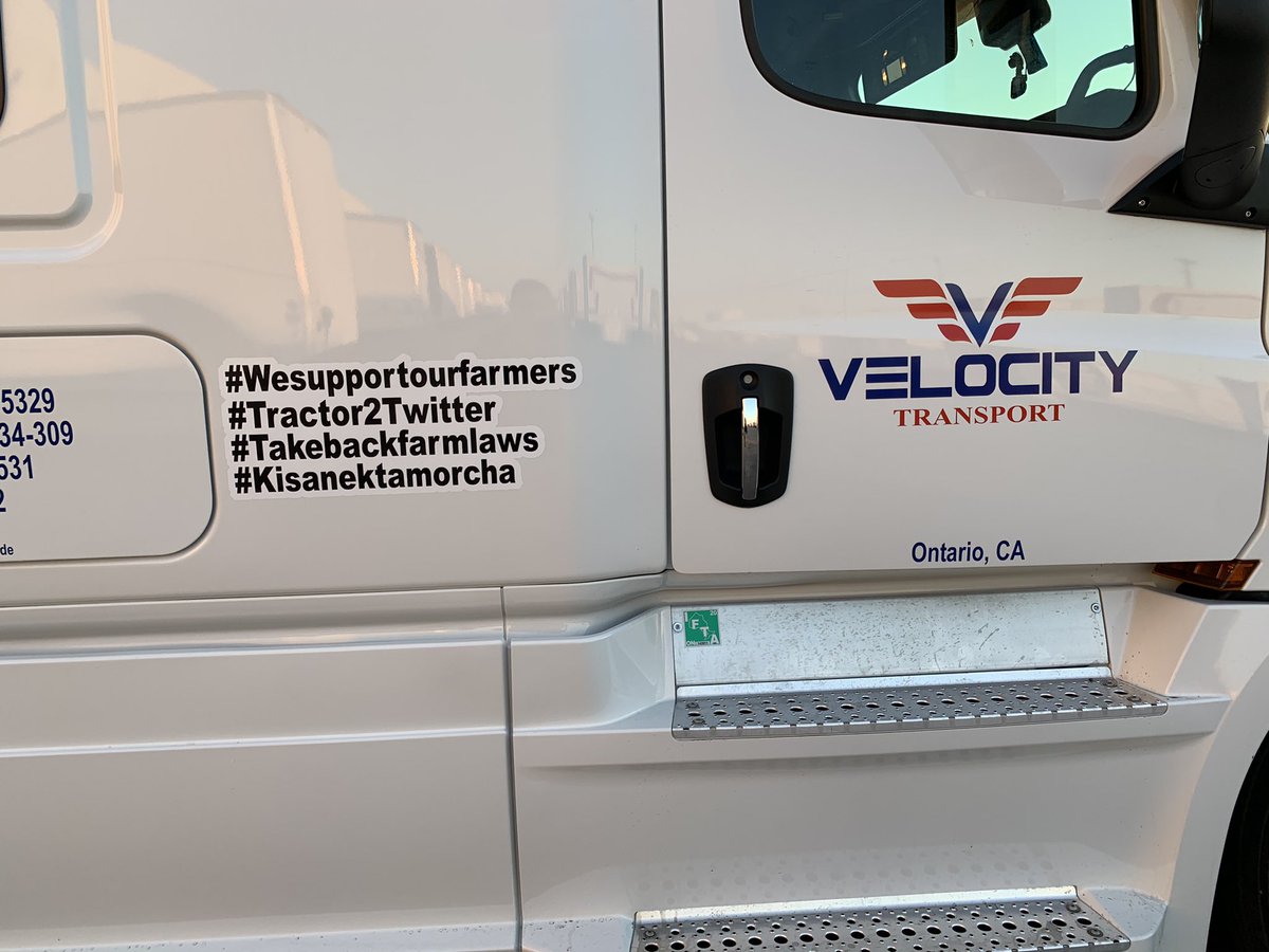 Gillharminder's tweet photo. This is an effort to support farmers’ protest in Delhi, India. I request to all my fellow drivers to get these kind of stickers on your trucks.
#FarmersRejectSCcommittee #isupportfarmersprotest #BurnFarmLawsOnLohri #BoycottAdaniAmbani #Tracter2twitter https://t.co/VOzQkBMaXD