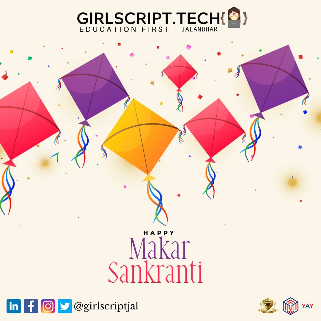 GirlScriptJal's tweet image. May this Makar Sankranti fill your life with joy, happiness, and love. GirlScript Jalandhar wishes you and your family a very Happy Makar Sankranti🪁.
#girlscriptjalandhar #makarsankranti #sankranti #jan14 #donate #helpneedy #servemankind #spreadlove #humanityfirst #importantday