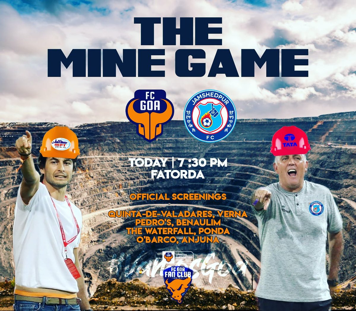 fcgoafanclub's tweet photo. The M̶i̶n̶d̶ Mine Game ⚽

Who will Prevail..?

Join us at the Official Screenings Tonight ; 

Quinta-De-Valadares, Nagoa-Verna
Pedro's, Benaulim Beach
The Waterfall, Ponda
O'Barco, Old Nelson Bar, Anjuna

#FCGJFC #TikiTaka #VamosGoa #RiseAgain #ForcaGoa #ISL #IndianSuperLeague https://t.co/ymyNbuvIVR