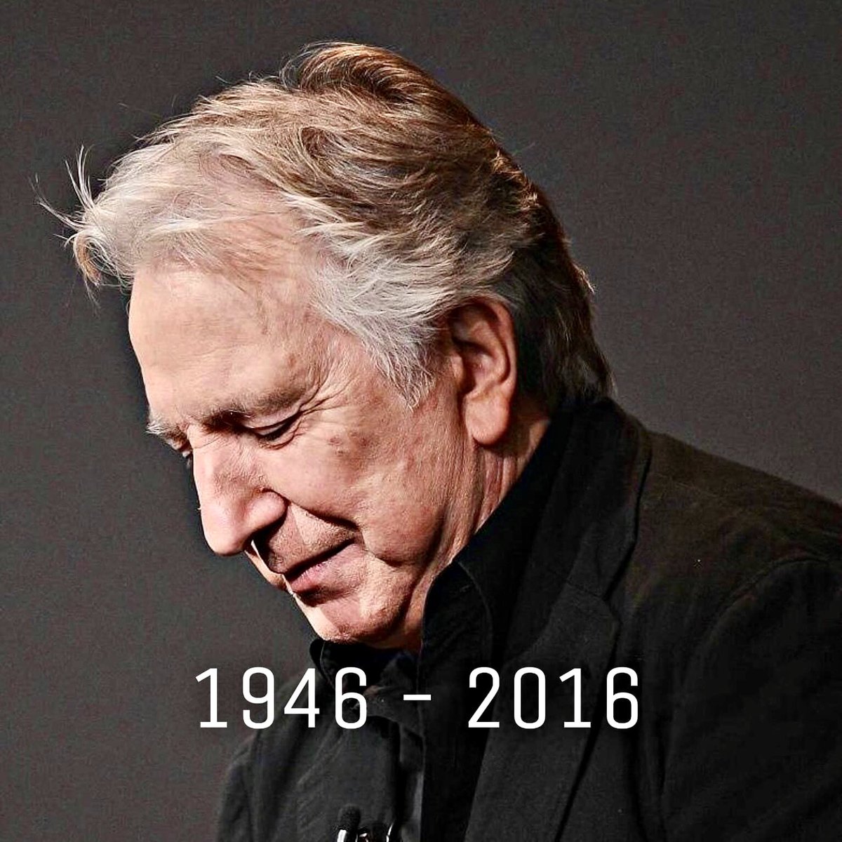 ClubPotterhead's tweet photo. Amanecía un Jueves del 14 de Enero del 2016 como cualquier otro día , el mundo del cine se paraliza al escuchar la trágica noticia: ‘Alan Rickman fallece debido a un cáncer de páncreas a los 69 años. ‘ https://t.co/T2Tlt146y9