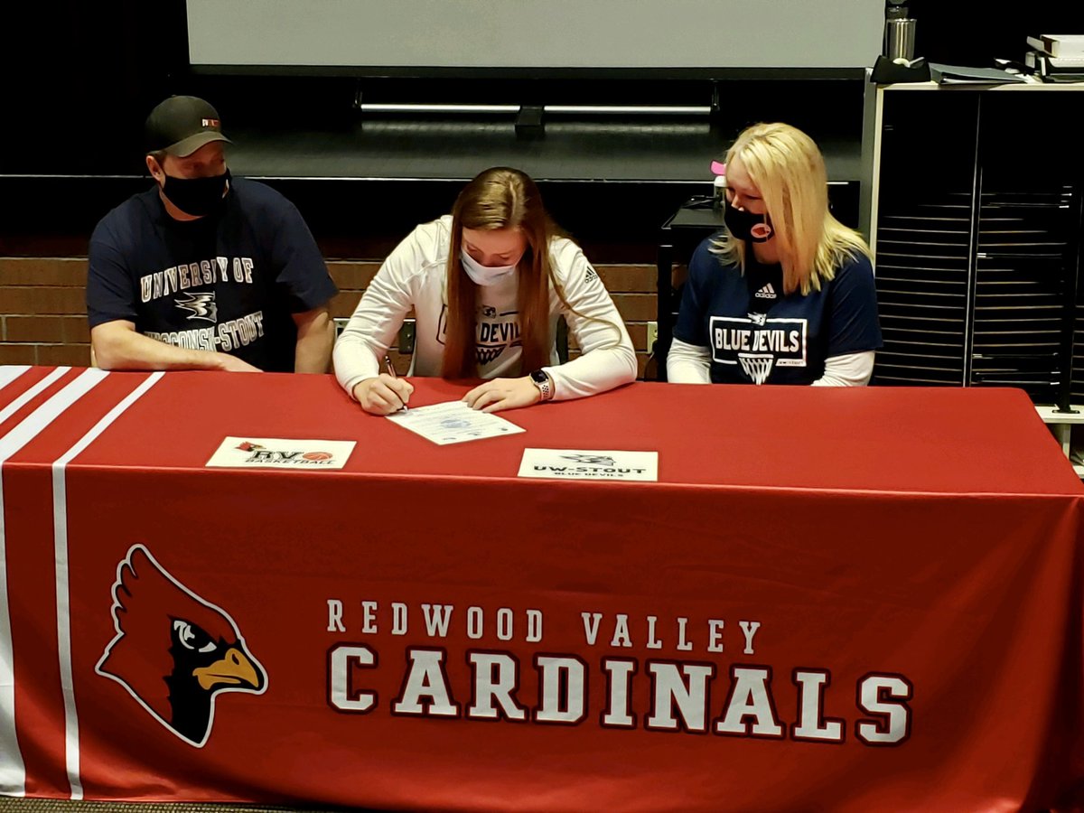 HaleyGarman's tweet photo. I have decided to further my education and basketball career at the University Wisconsin Stout! I would like to thank coaches, teammates, AAU, friends and family for all the support and encouragement. I’ll always be a cardinal but go Blue Devils!💙 https://t.co/jLxuy2FRXQ