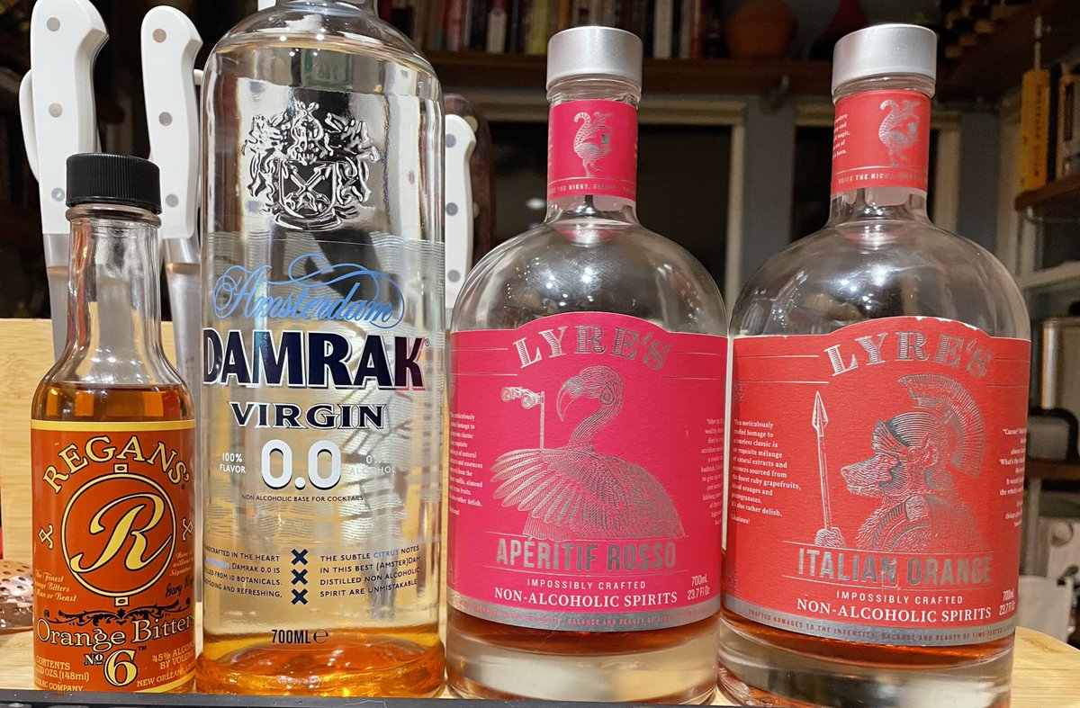 athomebartender's tweet photo. Happy #DryJanuary! Based on my intensive research these last (checks notes) dozen or so days, this is about as good a NA Negroni as you can manage. (Only a couple dashes of bitters, so it passes my NA standards.) https://t.co/HCxqYGpWQA