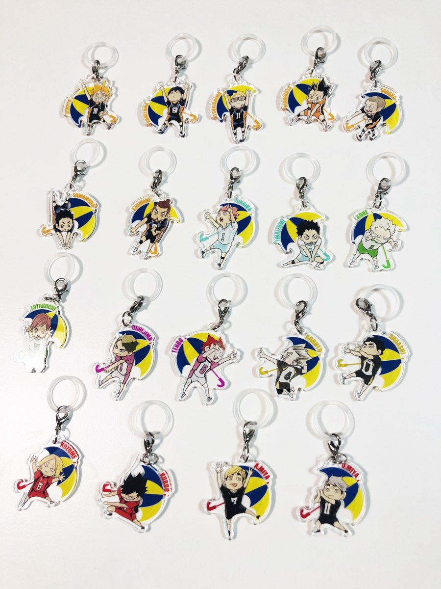 ジャンプショップ Jump Shop 公式 ハイキュー 8年半ありがとう フェア新商品情報 1 15 金 発売 アンブレラチャームコレクション 全19種 各550円 税込 ランダム仕様 カラフルな傘の背景でデザインされたチャームをつけて自分の傘が分かる