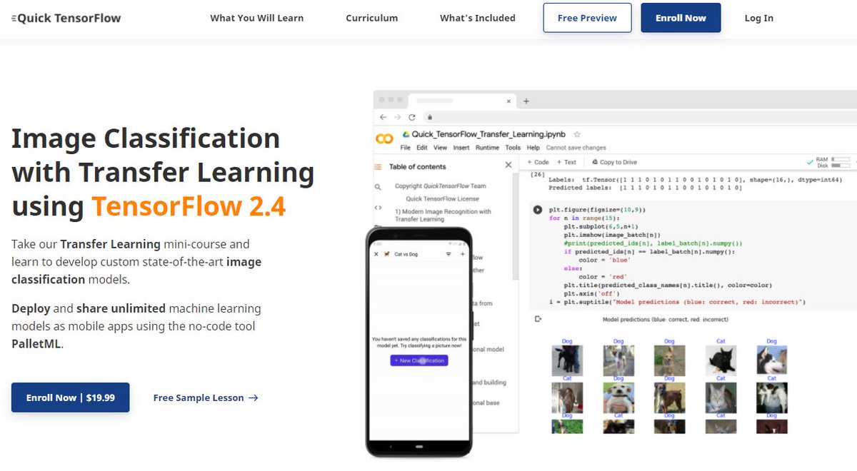 QuickTensorFlow's tweet image. Wondering about what you should know before starting the @quicktensorflow course? 

If you know introductory #python, and you&apos;re familiar with classification concepts like training, testing, and accuracy, you know enough to dive in! 

Get started today: quicktensorflow.com