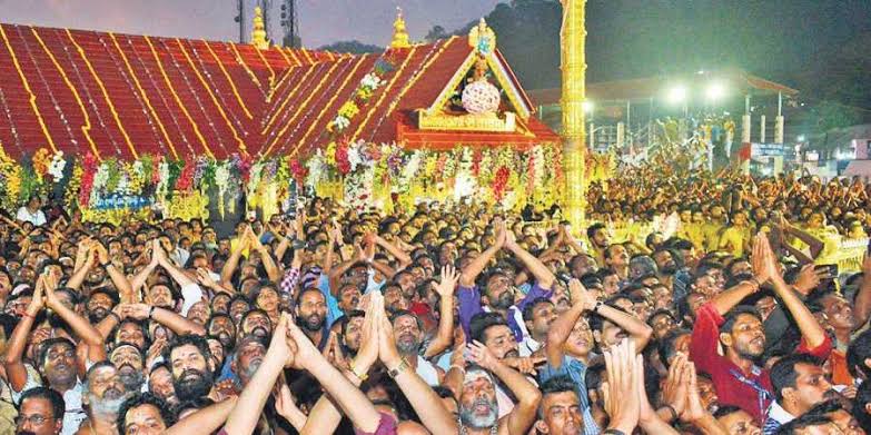 The festival includes the Thiruvabharanam (ornaments of Ayyappan) procession being brought to Sabarimala. After Deeparadhana, Makara Jyothi is seen 3 times at Ponnambalamedu.