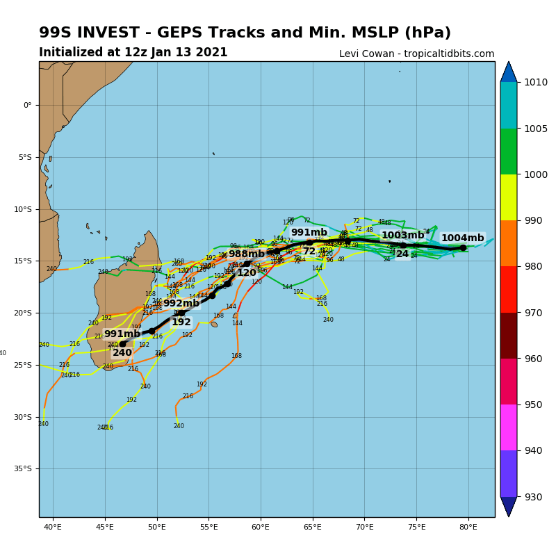 WatchHurricane's tweet photo. latest Information On Invest 99S -
As of 9:00 PM ET
Location: 13.6°S 76.4°E
Maximum Winds: 30 mph
Minimum Central Pressure: 1004 mb
Latest Satellite, and Model Run -
#Tropics #HurricaneWatchTeam #Hurricane #Weather https://t.co/T7gUPlNlEw