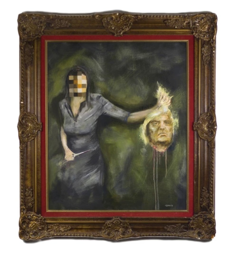 In solidarity with <a href="/kathygriffin/">Kathy Griffin</a> - a painting a made a few years back called "______ Beheading a Tyrant"
#trump #impeachment #KathyLeeGriffin