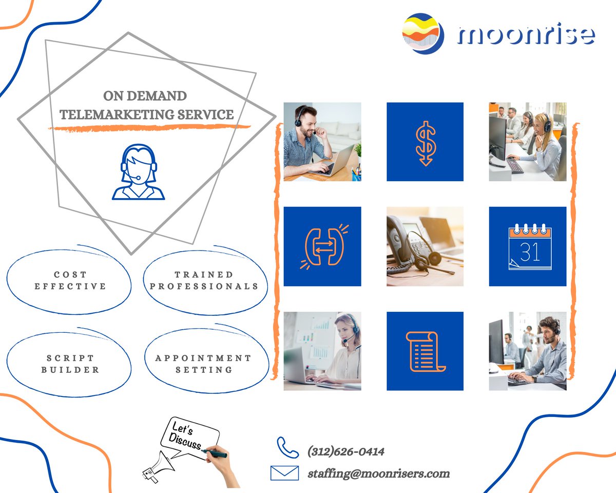 GoMoonrise's tweet photo. Are you looking to outsource your telemarketing to increase efficiency and decrease costs? Let's connect! #telemarketing #callcentersoftware #staffingsolutions #solutionsforyou #moonrise https://t.co/IJaXV0HblO