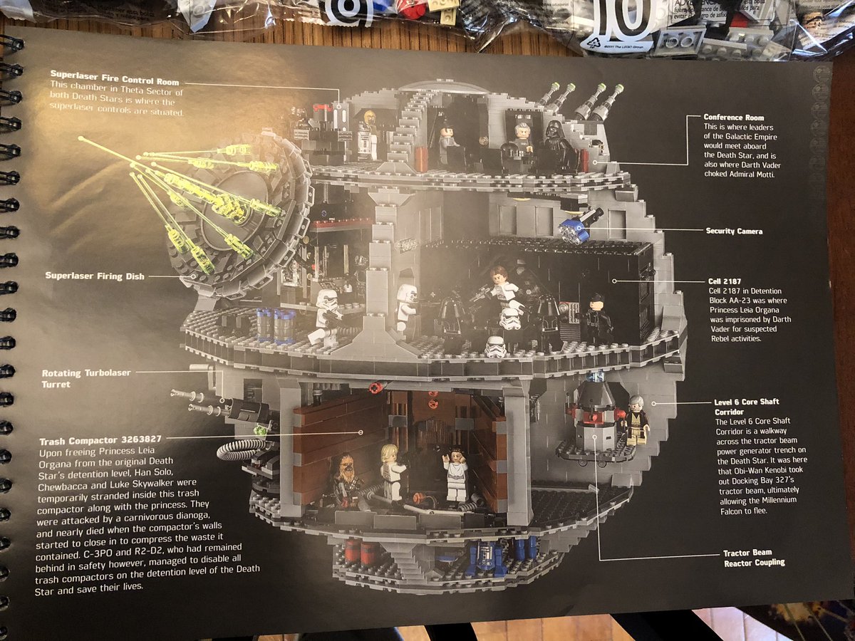 There’s soooo many parts. There’s 10 segments in almost 30 bags. Some are free and others in two boxes. The manual is over 300 pages and has some amazing photography and stats. There were 1.7M people on the 160km diameter station!  #LEGO  