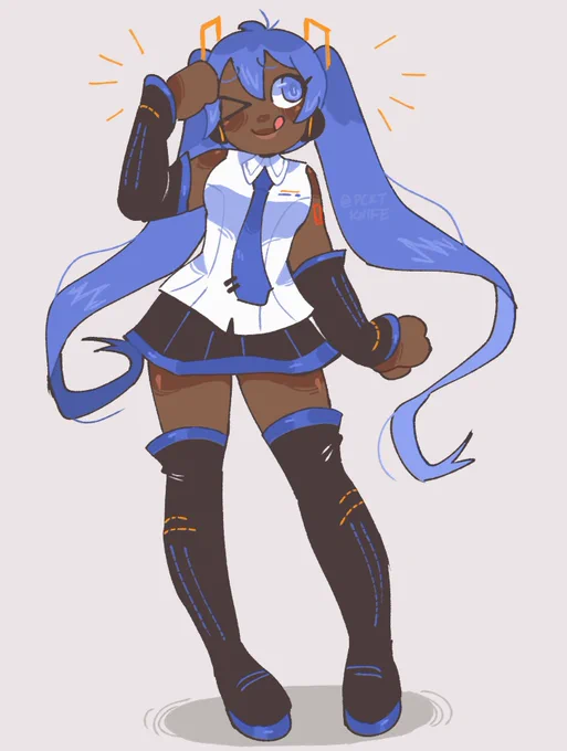 drawing of @UrFaveIsDark 's miku edit! these colors are so cute on her !!! #vocaloid #hatsunemiku 