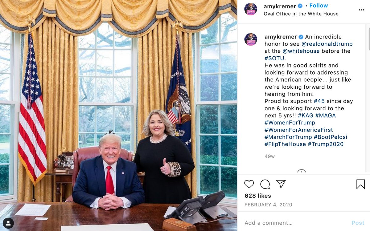 I mean, it doesn't get much closer than this does it? Amy Kremer with Donald Trump in the White House on February 4, 2020.