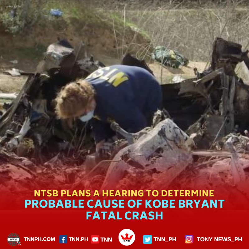 TNN_PH's tweet photo. On Wednesday, the National Transportation Safety Board (NTSB) said, it would hold a hearing on Feb. 9 to determine the probable cause of the January 2020 helicopter crash that killed retired NBA star Kobe Bryant, his daughter and seven others. https://t.co/1KRctuUa0g