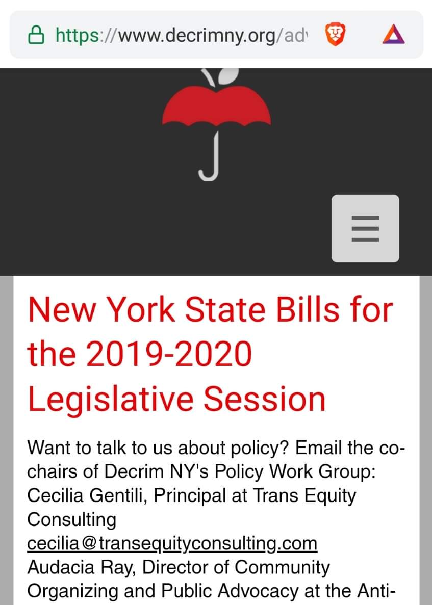 Decrim NY, which advocates for pimps in New York, is run in part by Cecilia Gentili, a transactivist and TIM.Arresting those who are trafficked is not the right approach, but neither is decriminalizing men who pay to rape and profit from sexual slavery.