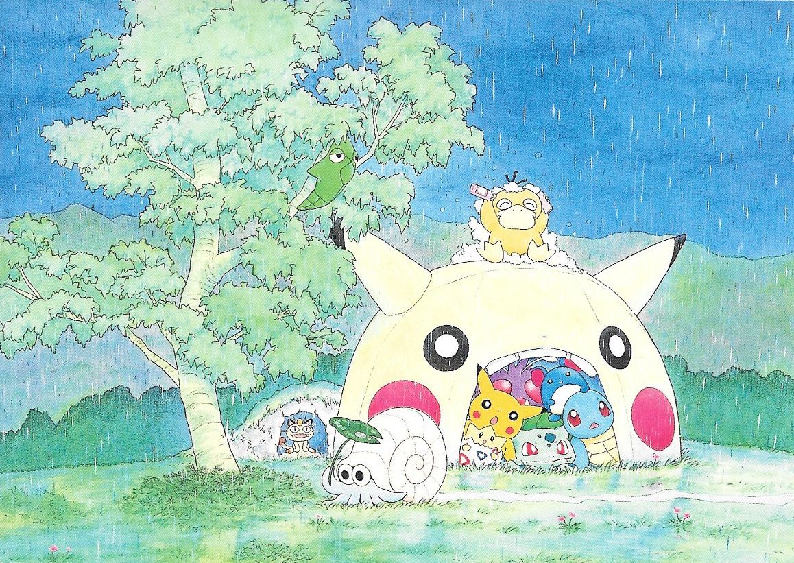 Criisalys's tweet photo. My all time favorite art series of Pokémon. Postcard set drawn by Keiko Fukuyama, 1999.🎈 https://t.co/QZS2EwADac