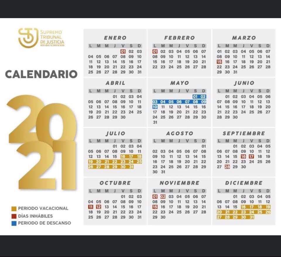 Sindicato Union Poder Judicial on Twitter: "Calendario 2021