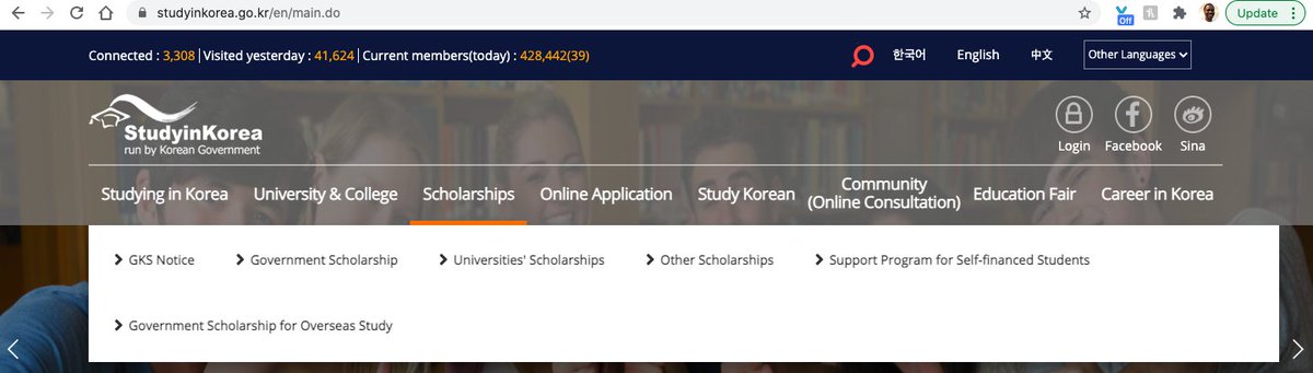 How to navigate the  http://studyinkorea.go.kr  page1. Type  http://studyinkorea.go.kr  in your browser and hit the enter button2. Click on scholarships and select GKS notice as attached in the picture3. Play with the notice dashboard to see various announcements from NIIED.