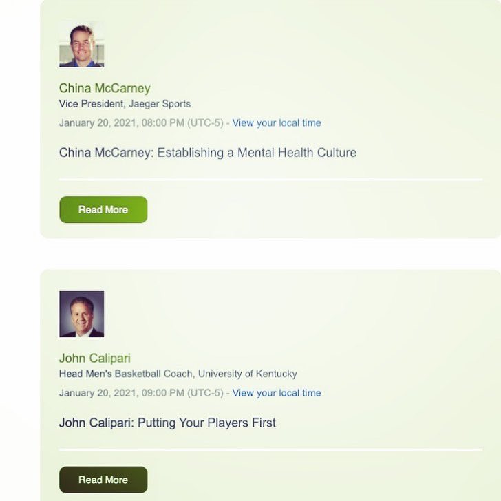 ChinaMcCarney's tweet photo. Beyond pumped to present at the i70 Coaches Clinic this upcoming week!
•••
Unreal speaker list! I will be doing a 45 minute presentation on Establishing a Mental Health Culture.
•••
See you there! #BeTheChange #MentalHealth
@i70clinic @jaegersports https://t.co/jpuxDFLove