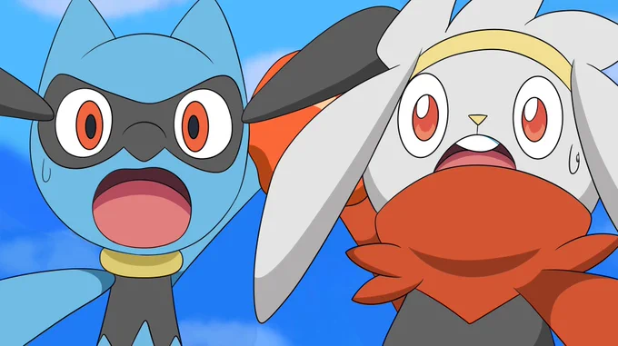 ep 48 but if Raboot and Riolu haven't evolved yet (and their roles are swapped) #anipoke 