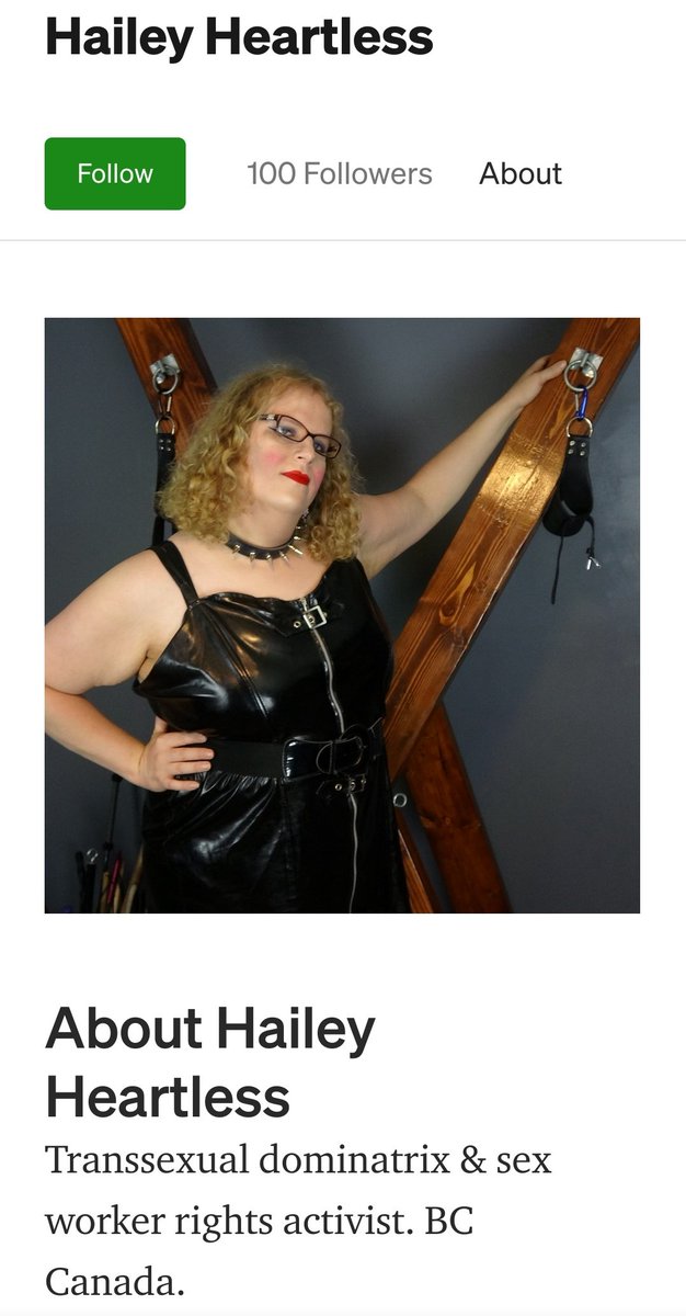 Hailey Heartless: BDSM, transactivist, promoter of paid rape. Instrumental in getting funding pulled for a rape relief shelter, and spoke at the Women's March.The gender movement is populated by  addicted to BDSM and porn, who view women as sex objects.