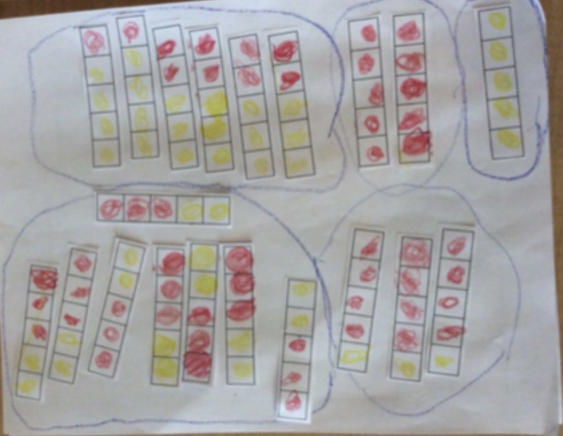 BurleyKinder003's tweet photo. We continued to explore complements of 5 today. These @BurleySchool mathematicians showed different combinations of red and yellow counters! #burleythinks https://t.co/EOF8eJtRkJ