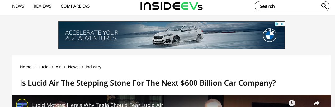 Best Product: ForbesBest Product: Forbes the Best Product coming out in 2021 last week.$600 Billion Car Company?According to the inside Ev " This is a stepping stone for building a 600 billion dollar company "