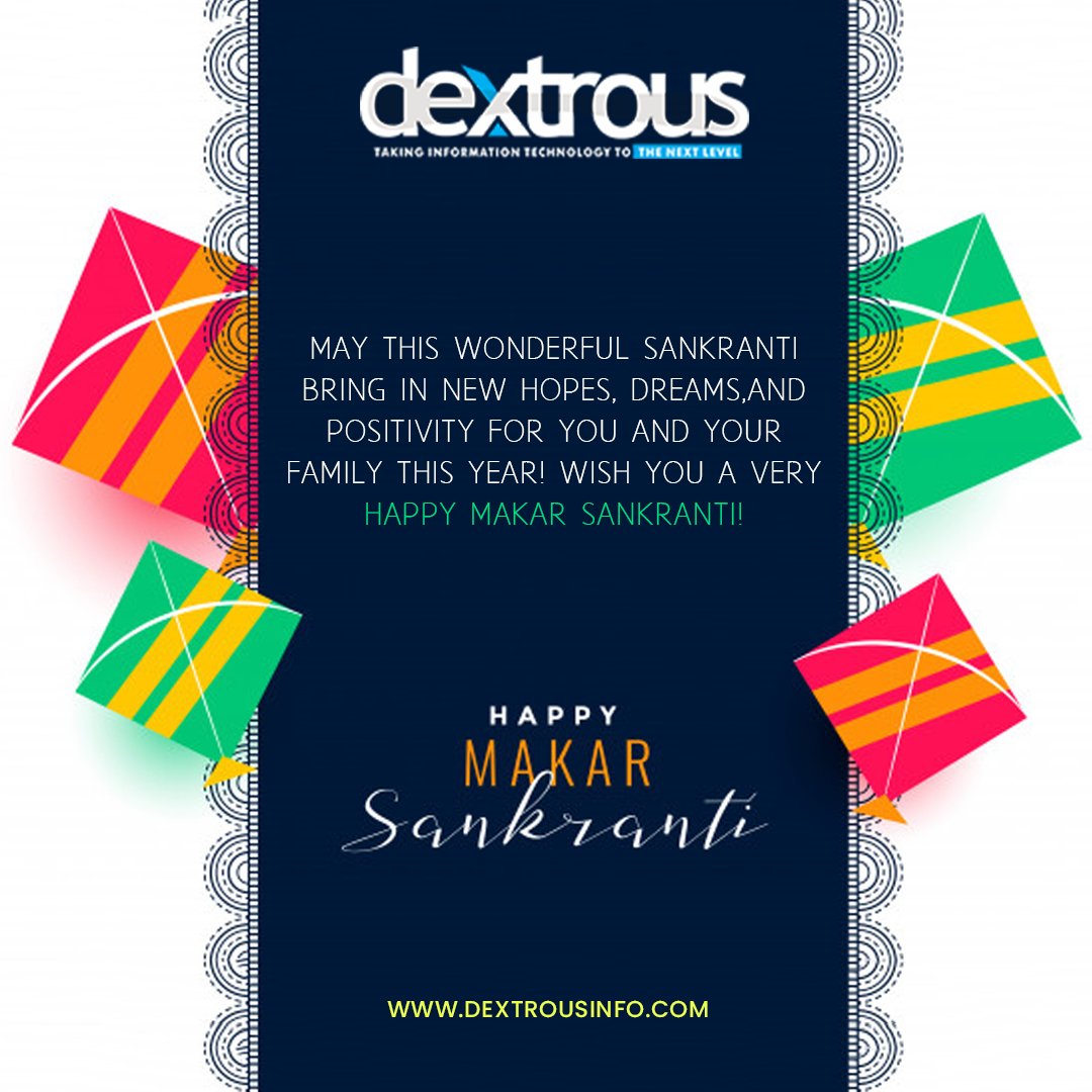dextrousinfo's tweet photo. May this wonderful Sankranti bring in new hopes, dreams, and positivity for you and your family this year! Wish you a very happy Makar Sankranti!
#makarsankranti #sankranti #happymakarsankranti #makarsankranti2021 #dextrousinfosolution
https://t.co/sgjlDLYmSj https://t.co/sfFuka4re7
