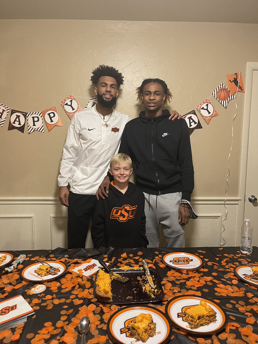colekeith72's tweet photo. Wow, talk about character! What do you do after you upset #6 Kansas? If your OSU players @RondelWalker &amp; Donovan Williams. You swing by your #1 fans 9 year old birthday party. That’s class fellas. @OSUMBB @OSUAthletics @TraceyWalker91 @thacoachmike https://t.co/cqoEoN510m