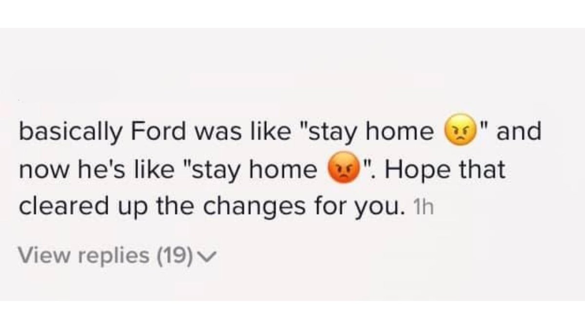 The Ontario government lockdown changes in layman’s terms via TikTok comments.