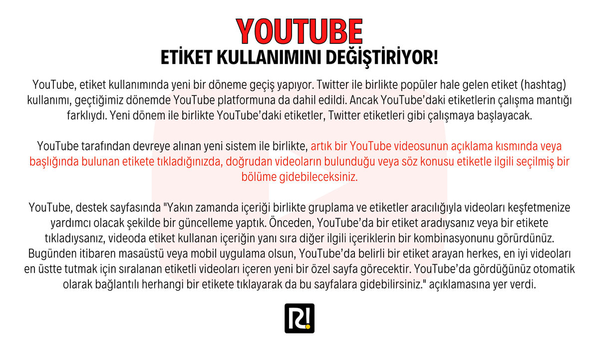 Roasistt's tweet photo. YouTube tarafından devreye alınan yeni sistemle, artık bir YouTube videosunun açıklama kısmında veya başlığında bulunan etikete tıkladığınızda, doğrudan söz konusu etiketle ilgili seçilmiş bir bölüme gidebileceksiniz.
#roasist #youtubehashtags #sosyalmedya #dijitalpazarlama https://t.co/66MSIv8GNp