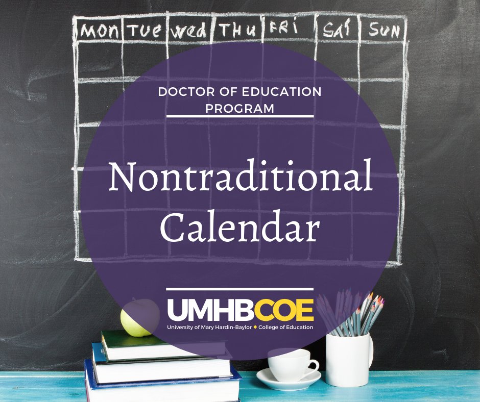 Did you know... the #UMHBCOE Ed.D. program classes are held on 5 select Saturdays throughout each fall and spring semester? This nontraditional calendar allows students to continue their full-time careers while attaining a high quality education! #UMHB #EdD #Education #LeadTheWay