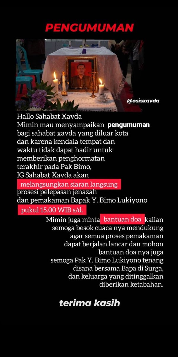 InfoXavda's tweet photo. Informasi Buat alumni yang tidak bisa hadir, atau pun ingin hadir. Bisa cek di Instagram Sahabat Xavda https://t.co/Vcm7FYovui