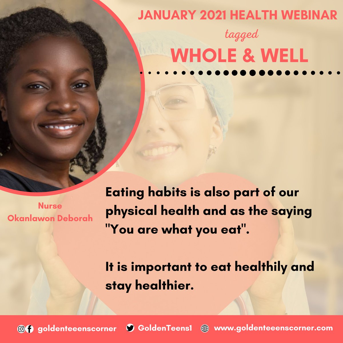 GoldenTeens1's tweet photo. Our webinar over the weekend was such an amazing one.

On day 1, we had a great session with Nurse Deborah Okanlawon @okanlawondebbie on good grooming.

#goodgrooming #teenshealth #goldenteenscorner https://t.co/19OsUwz4Lm